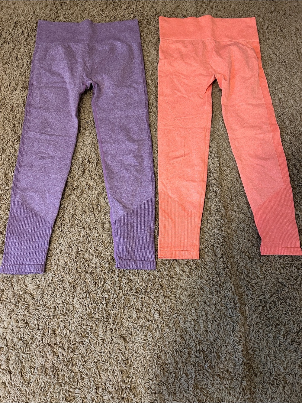 Scrunch butt workout leggings size large orange and purple